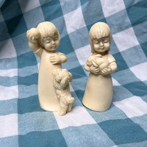 Bianchi Vintage (1979) Alabaster Figurine - Set of Two Children - Made in Italy